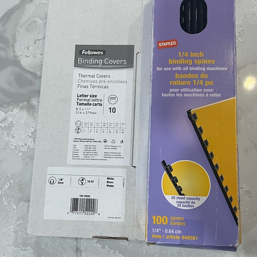 Fellowes Thermal Binding Covers and Staples Binding Spines Set - Black